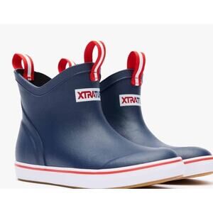 Xtratuf Kids' Ankle Deck Boot Navy Blue Waterproof Sz 9 $68